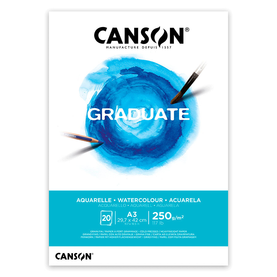 фото Склейка для акварели GRADUATE А3, 250г/м2, СР, C400110375 Canson