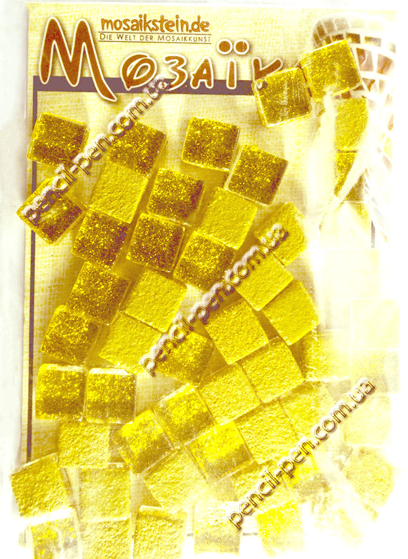 фото Мозаїка З БЛИСКІТКАМИ Soft-Glass glitter, S83 (10х10 мм) Золото скл...