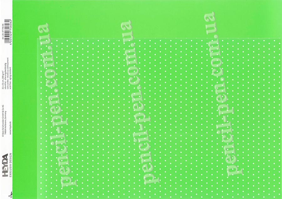 фото Папір для скрапбукінгу Дрібний горошок, 200г/м2, Зелений яскравий 204774626 HEYDA А4.