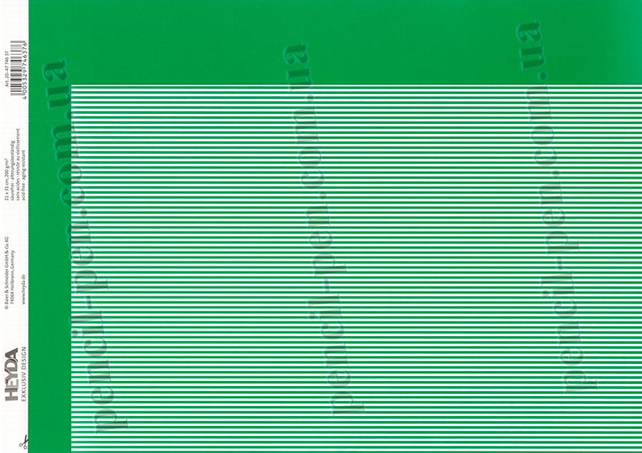 фото Папір для скрапбукінгу Лінійка, 200г/м2, Зелений насичений 204774637 HEYDA А4.