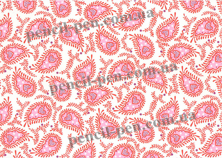 фото Папір для скрапбукінгу А4 Песлі дизайн Рожевий, 300г/м2 9450256 HEYDA