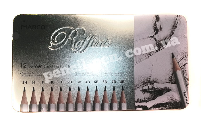 фото Набір графітних олівців Raffine 12 шт. мет. уп. 7000-12TN MARCO