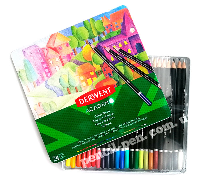 фото Набір кольорових олівців 24 кольорів Coloring Academy, мет. упаковк...