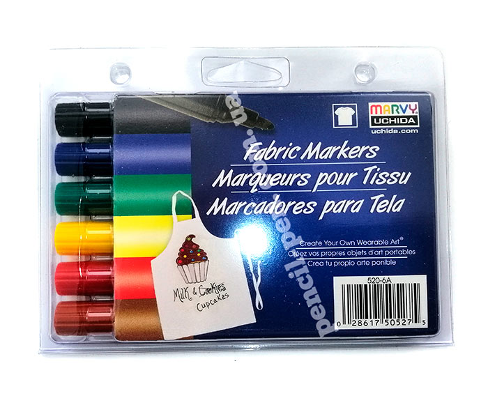фото Набор маркеров d:2 мм для росписи светлой ткани 6 цв., 520-6А Marvy