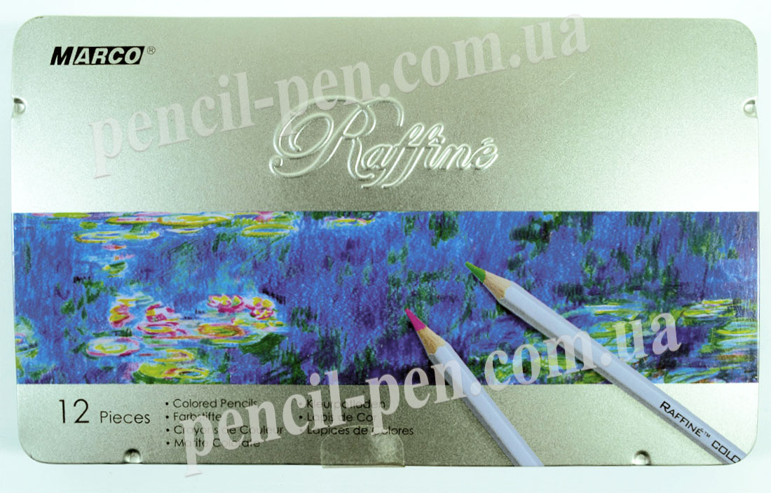 фото Набор цветных карандашей в железной коробке 12 цв. Разноцветный 7100-12TN MARCO, Китай